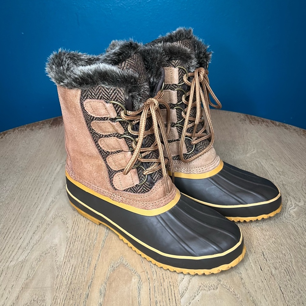 Arctic Plunge Rhonda Faux Fur Lined Suede Duck Boots Winter Waterproof Women’s 8